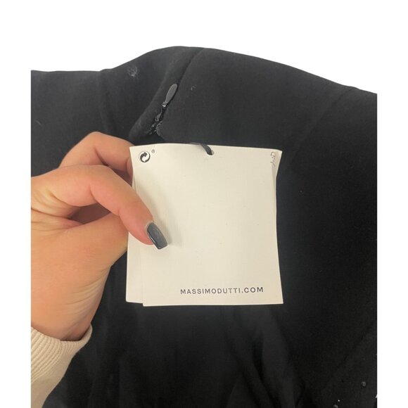 Massimo Dutti Womens Mini Dress Large Black Beaded Wool Blend Semi 9210/954 NWT - Picture 8 of 16